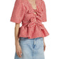 Crinkled Taffeta Tie Blouse-Tops/Blouses-Uniquities