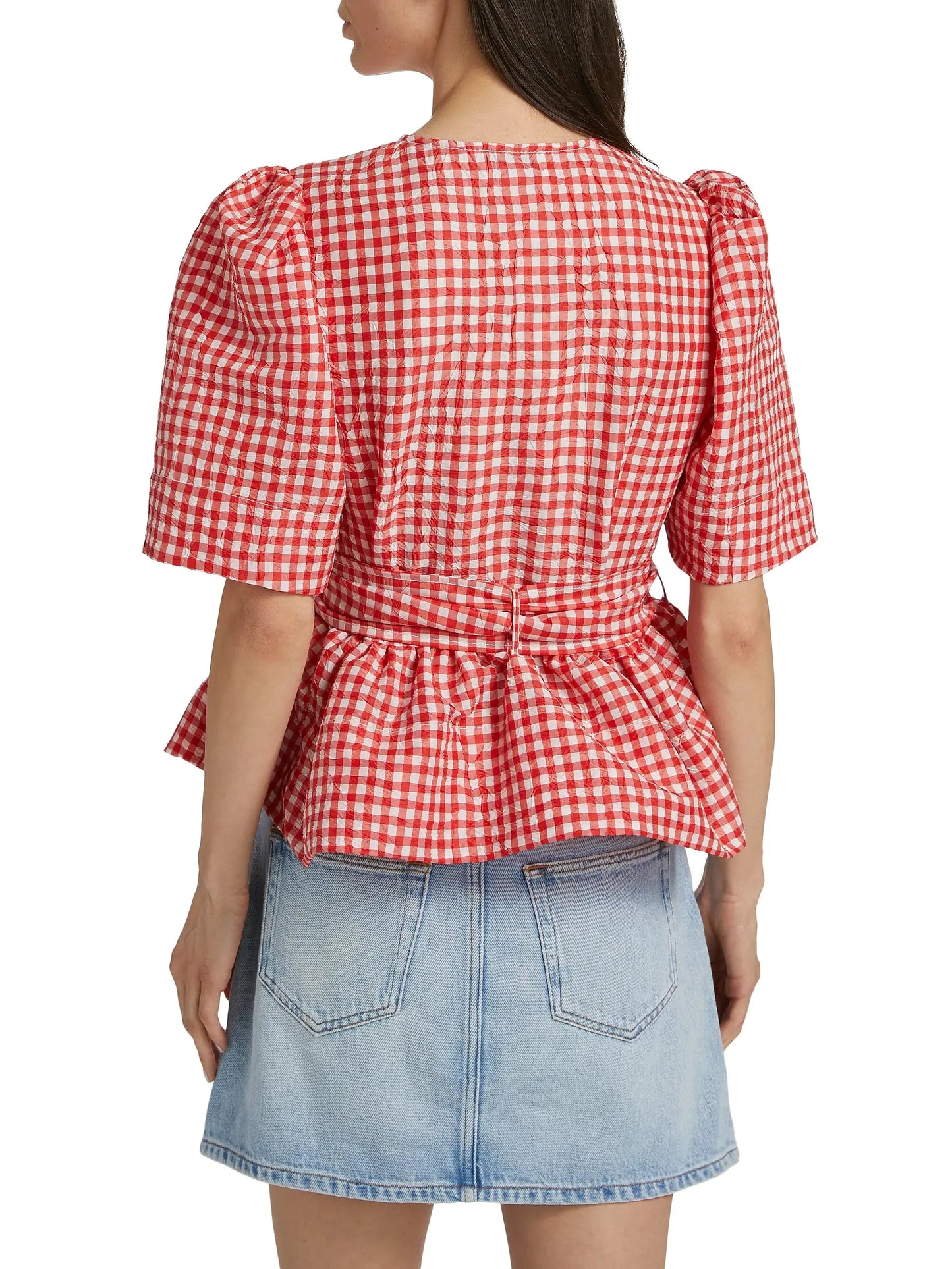 Crinkled Taffeta Tie Blouse-Tops/Blouses-Uniquities