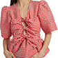 Crinkled Taffeta Tie Blouse-Tops/Blouses-Uniquities