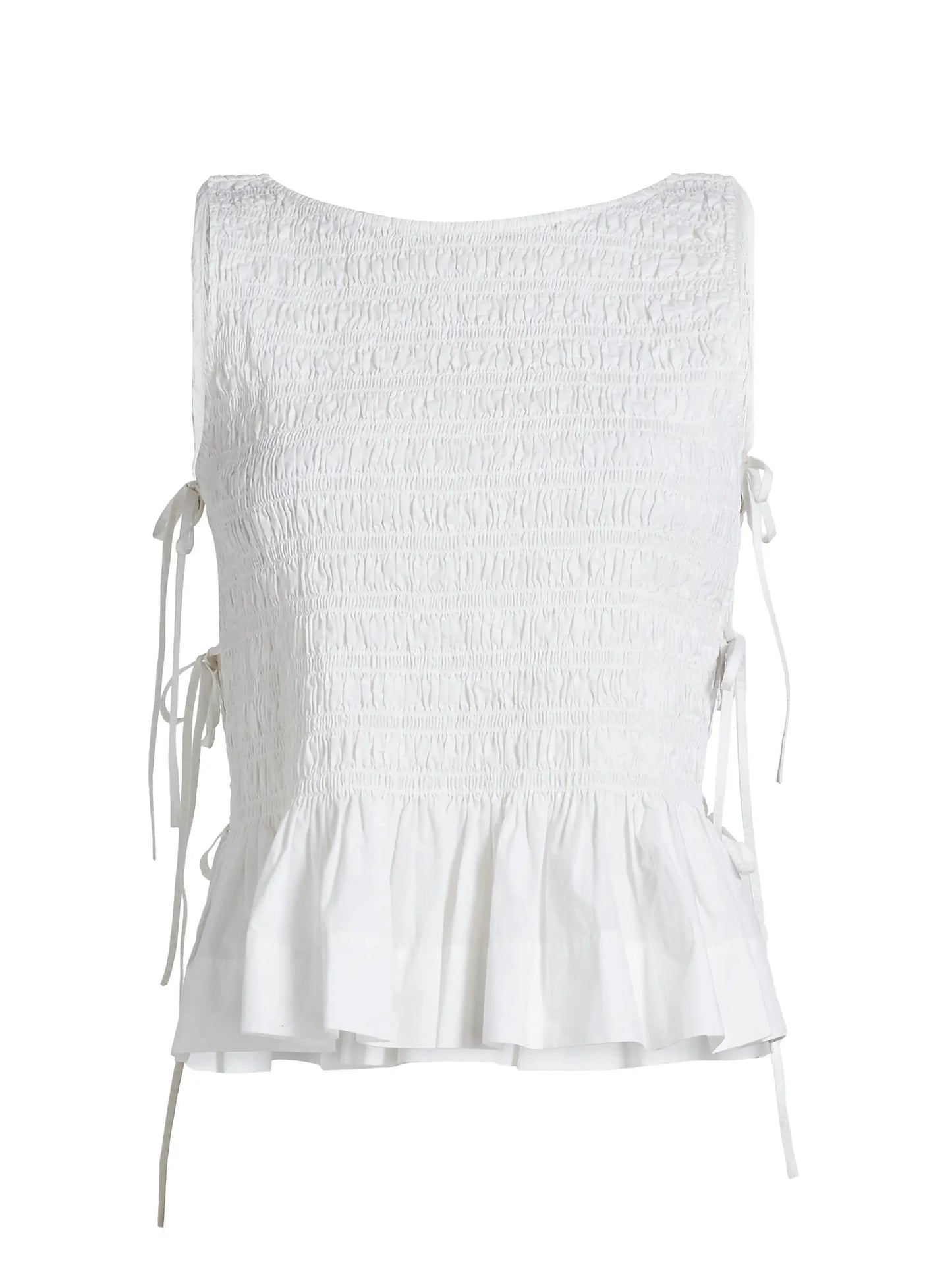 Poplin Smock Tie String Top-Tops/Blouses-Uniquities