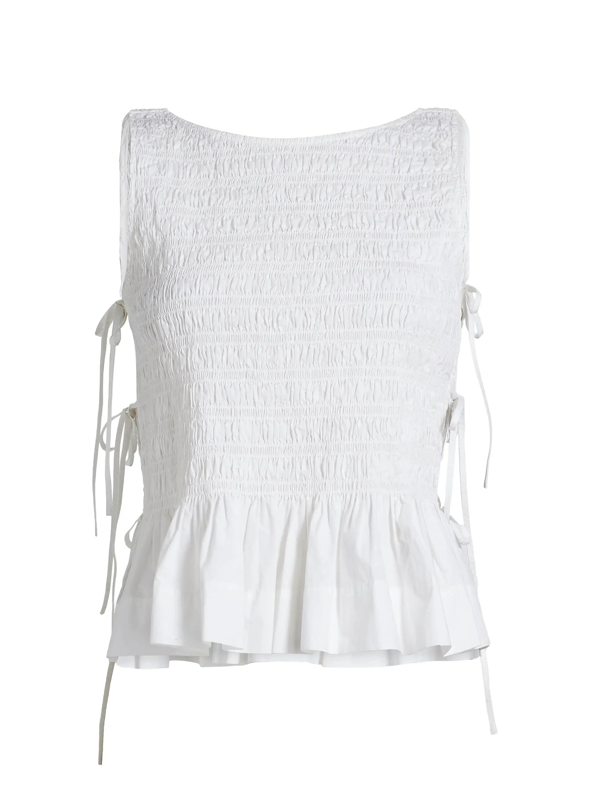 Poplin Smock Tie String Top-Tops/Blouses-Uniquities