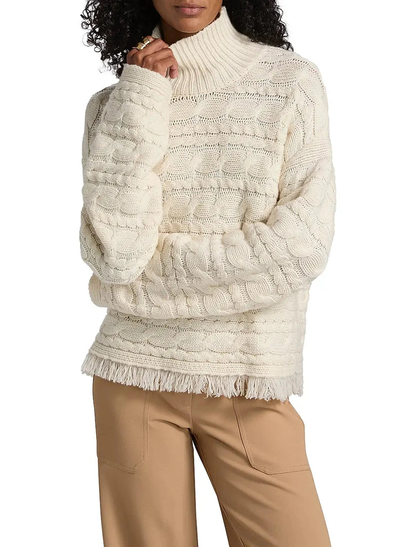 Cropped Cable Turtleneck-Sweaters-Uniquities