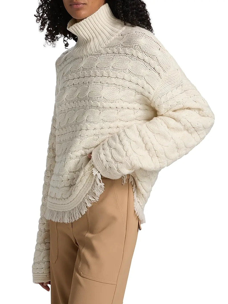 Cropped Cable Turtleneck-Sweaters-Uniquities