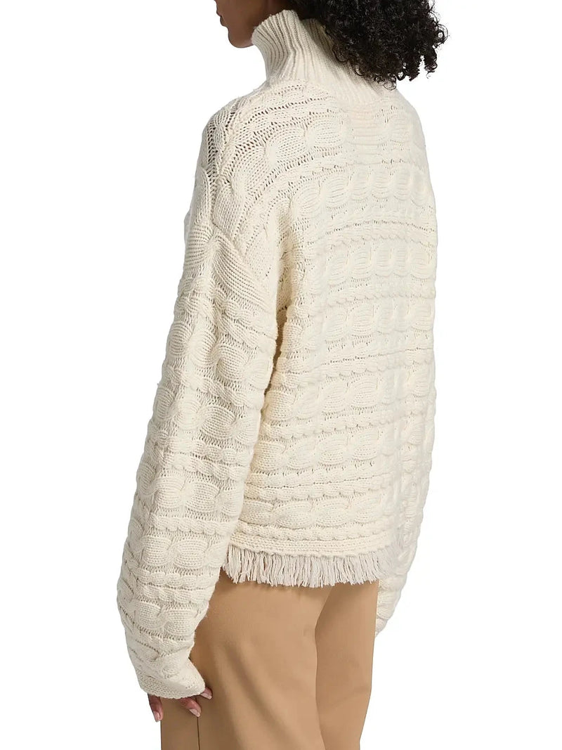 Cropped Cable Turtleneck-Sweaters-Uniquities