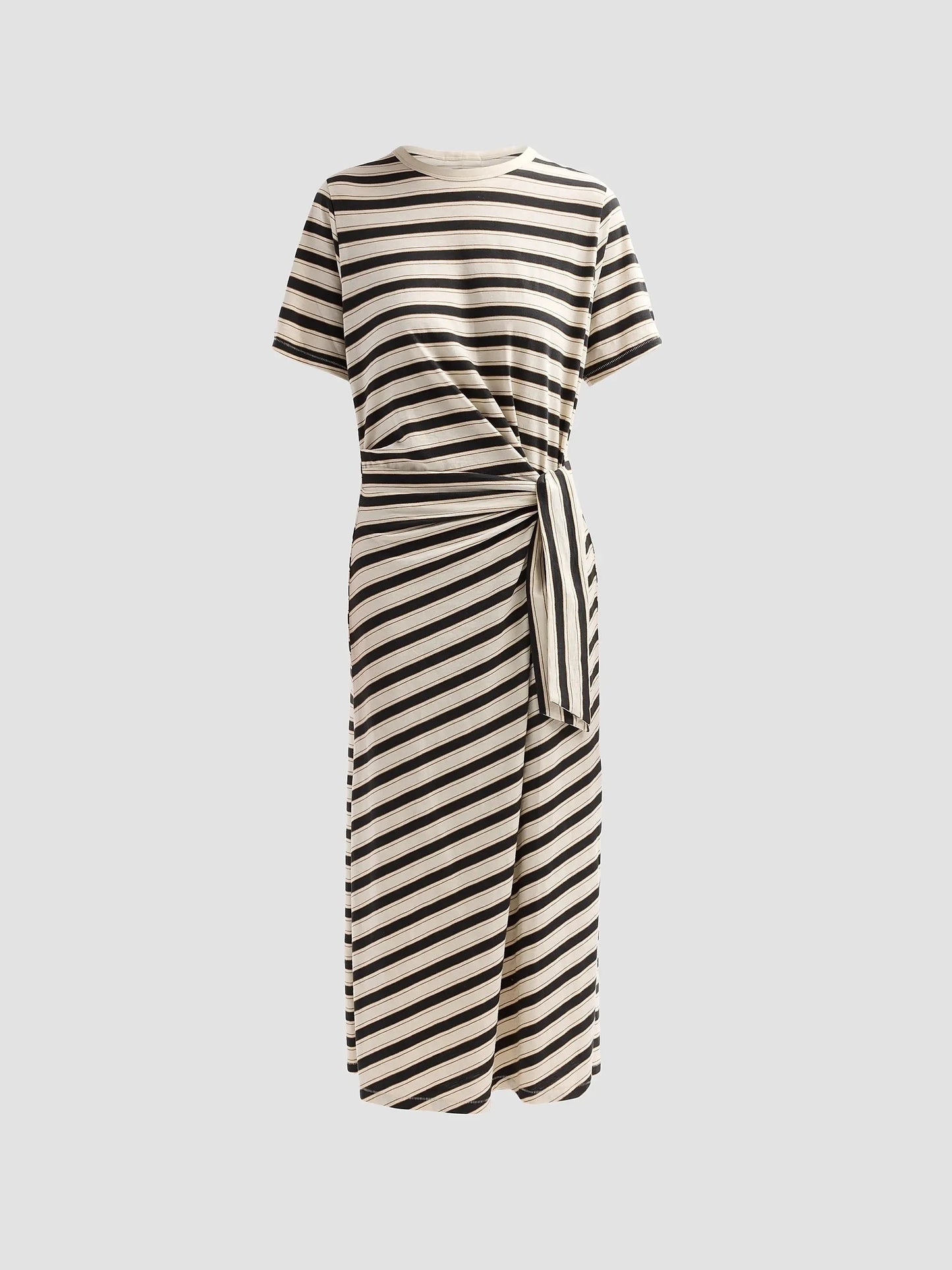 Slub Stripe Tee Midi Dress-Dresses-Uniquities