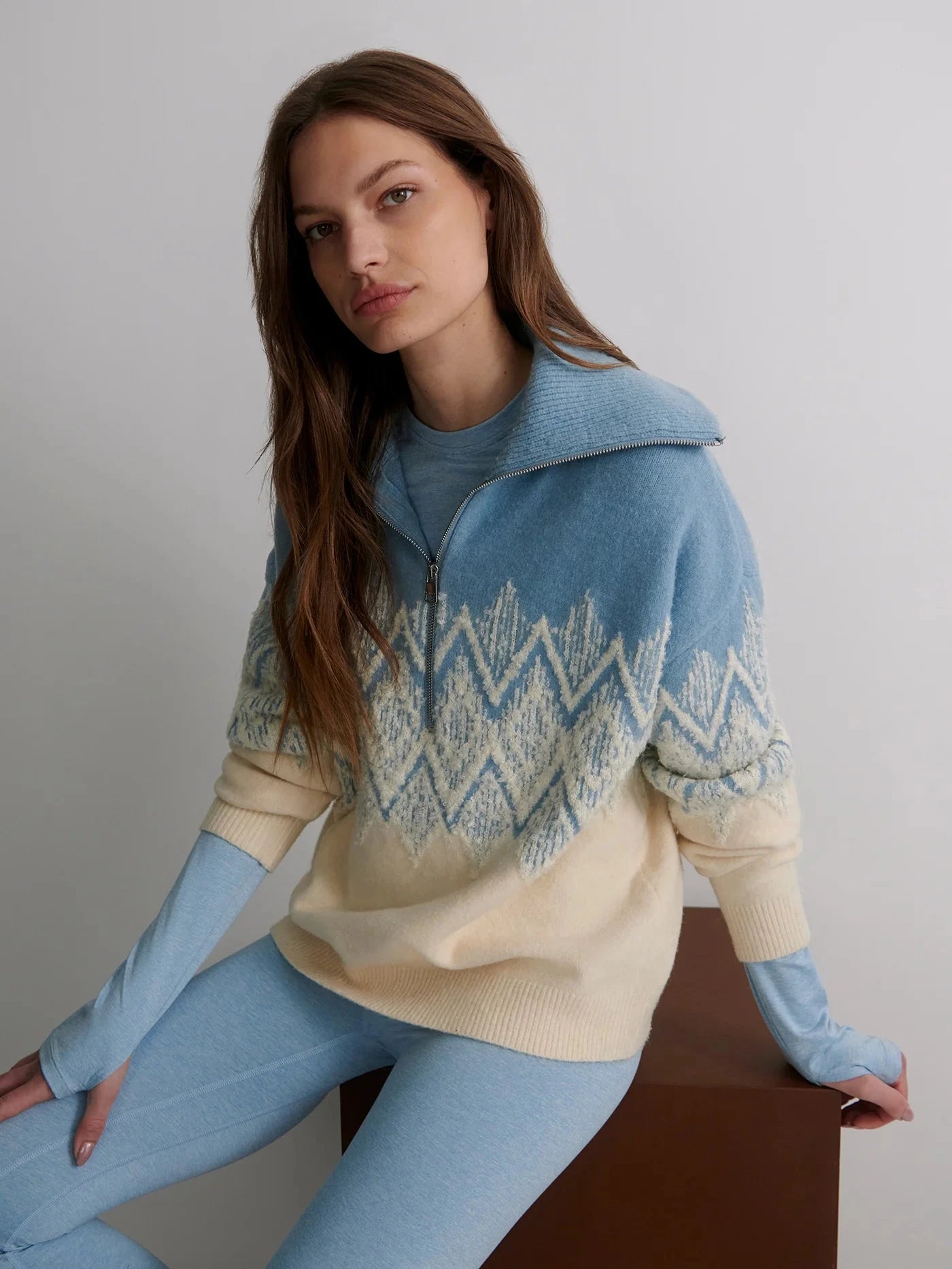 Hedda Fairisle Half Zip-Sweaters-Uniquities