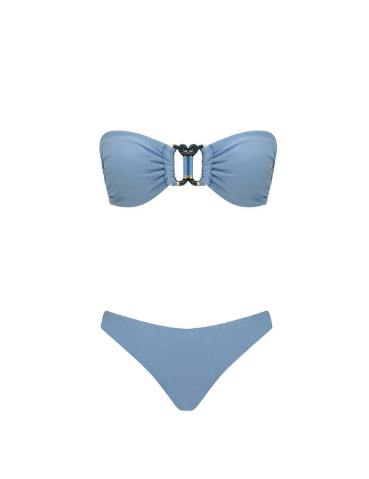 Echo Knot Trim Bandeau Bikini-Swimwear-Uniquities