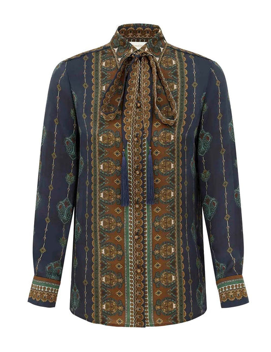 Ascent Satin Scarf Shirt-Tops/Blouses-Uniquities