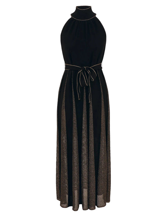 Valiant Metallic Halter Dress-Dresses-Uniquities