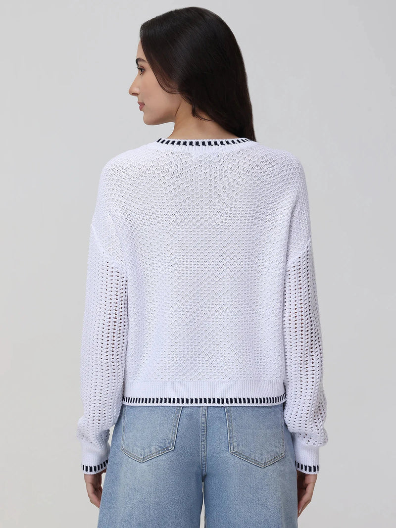 Uma Mixed Stitch Crew Neck-Sweaters-Uniquities