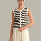 Isla Striped Button Front Vest-Tops/Blouses-Uniquities
