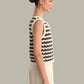 Isla Striped Button Front Vest-Tops/Blouses-Uniquities