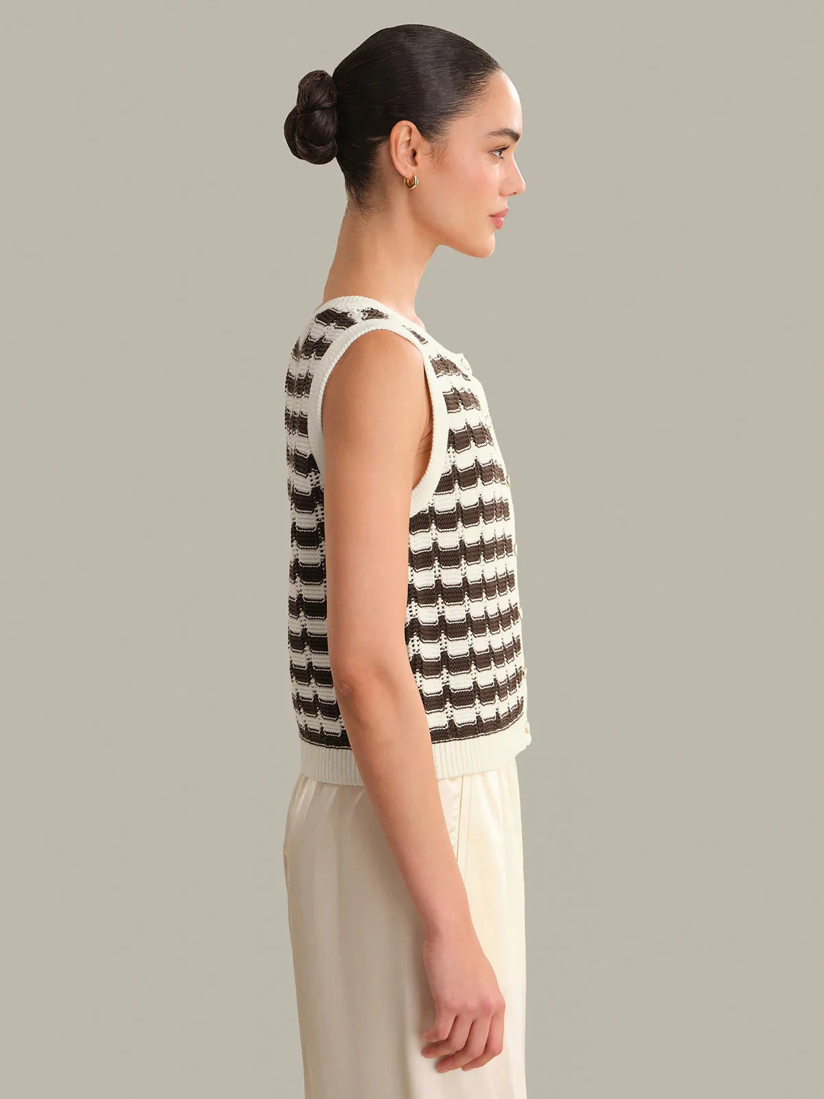 Isla Striped Button Front Vest-Tops/Blouses-Uniquities