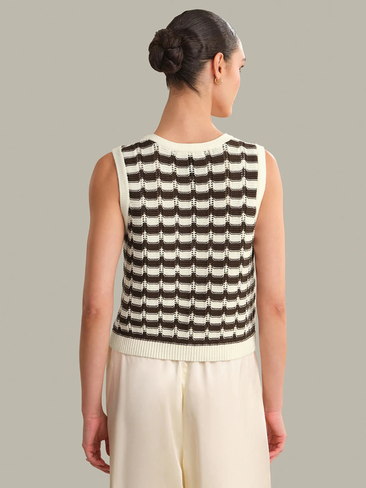 Isla Striped Button Front Vest-Tops/Blouses-Uniquities