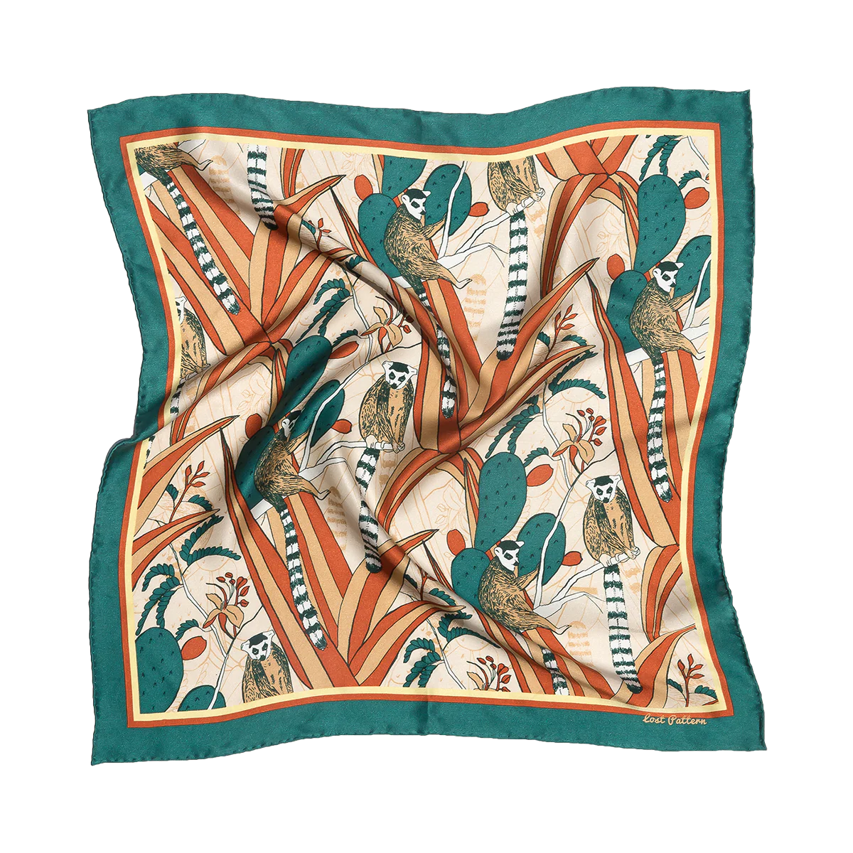 Madagascar Green Silk Bandana Accessories Lost Pattern 