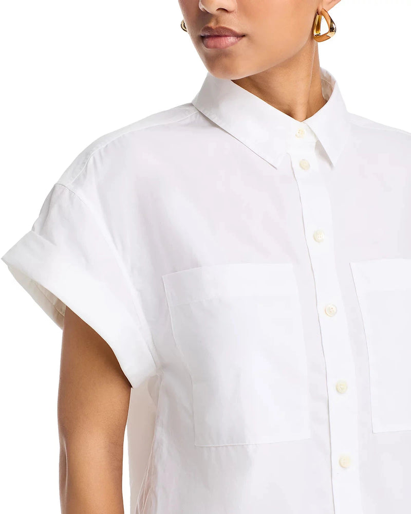 Short Sleeve Cuffed Button Up-Tops/Blouses-Uniquities