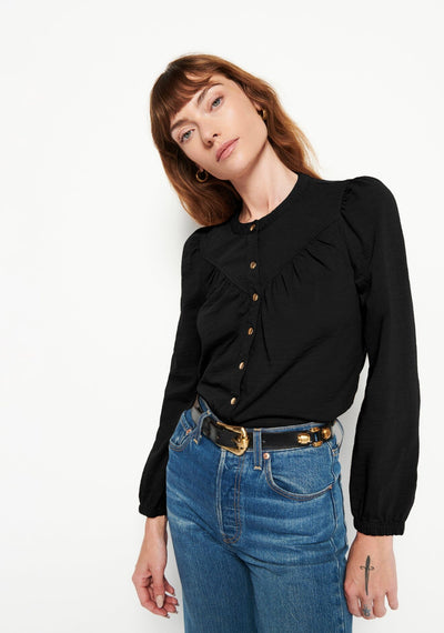 Luanne Yoked Snap Tee-Tops/Blouses-Uniquities