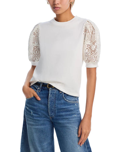Lace Sleeve Tee-Tops/Blouses-Uniquities