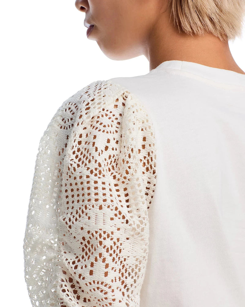 Lace Sleeve Tee-Tops/Blouses-Uniquities