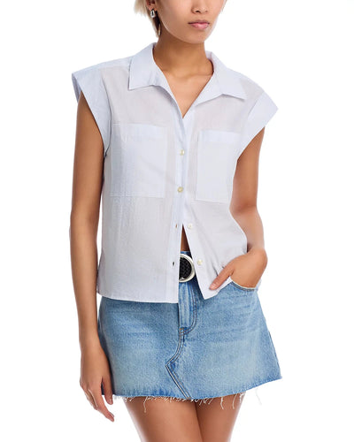 Seersucker Leisure Shirt-Tops/Blouses-Uniquities