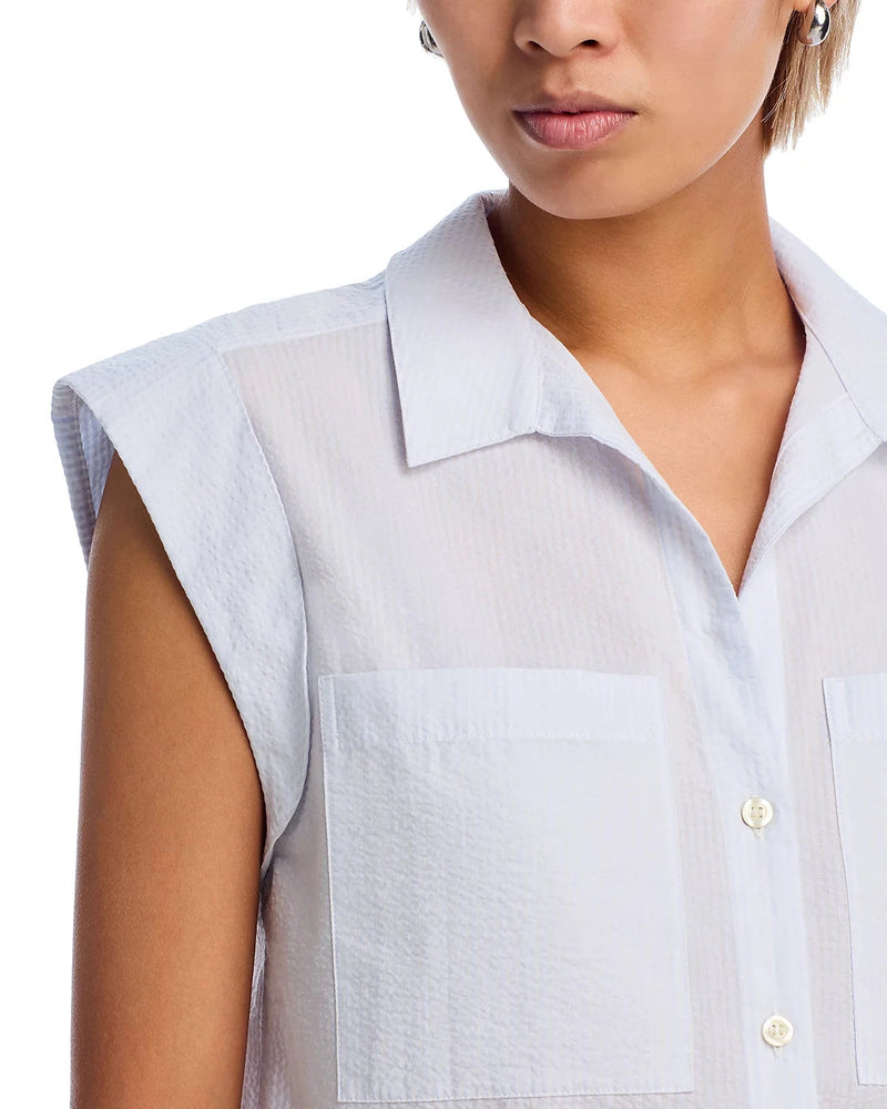 Seersucker Leisure Shirt-Tops/Blouses-Uniquities