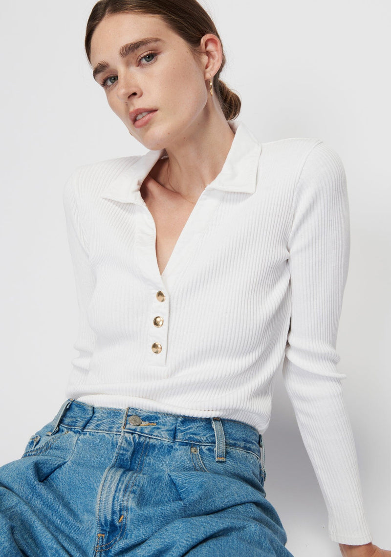 Harve Snap Polo-Tops/Blouses-Uniquities