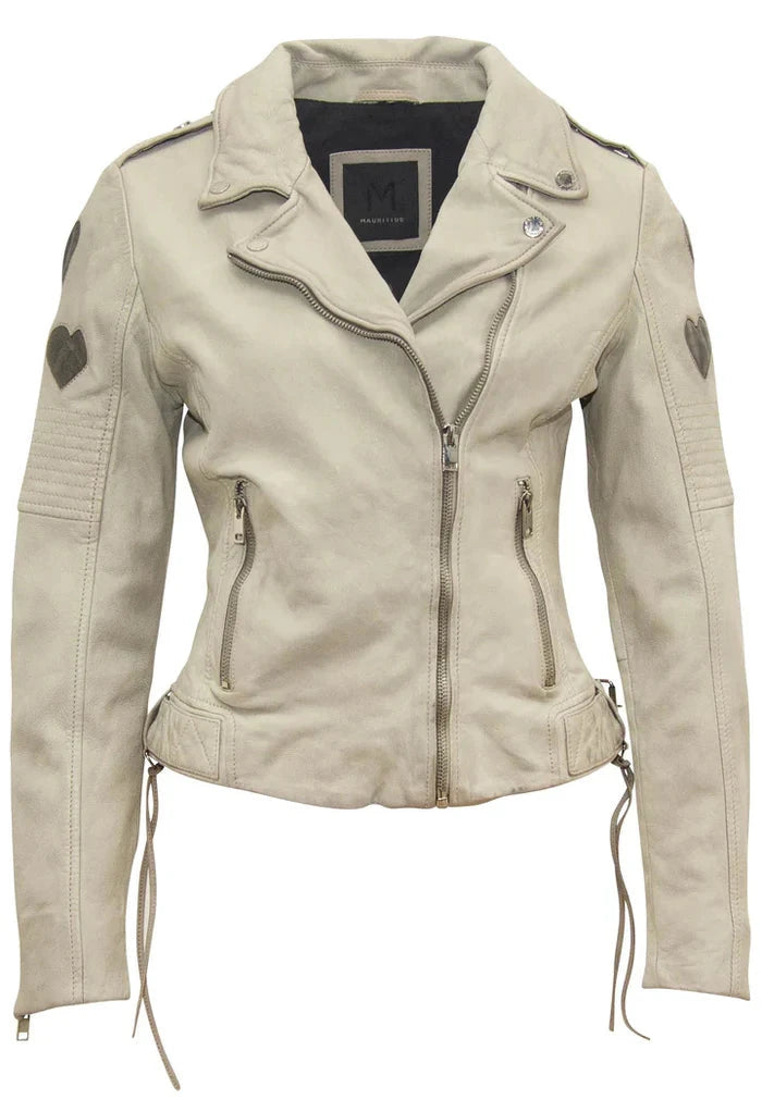 Moto Jacket With Contrast Hearts-Jackets-Uniquities