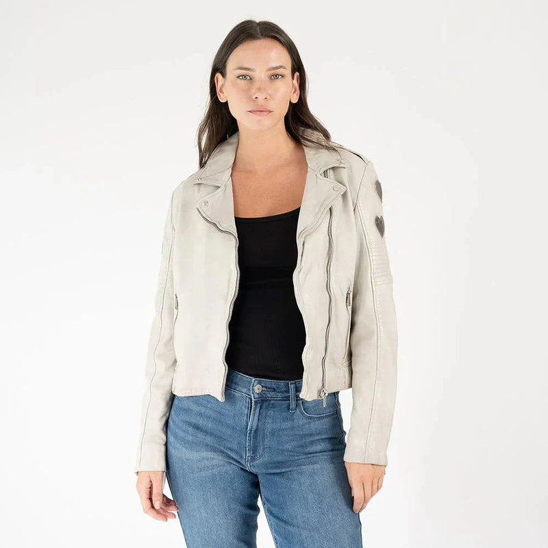 Moto Jacket With Contrast Hearts-Jackets-Uniquities