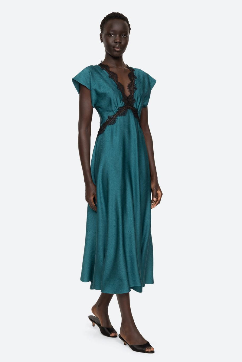 Noa Satin V-Neck Maxi Dress-Dresses-Uniquities