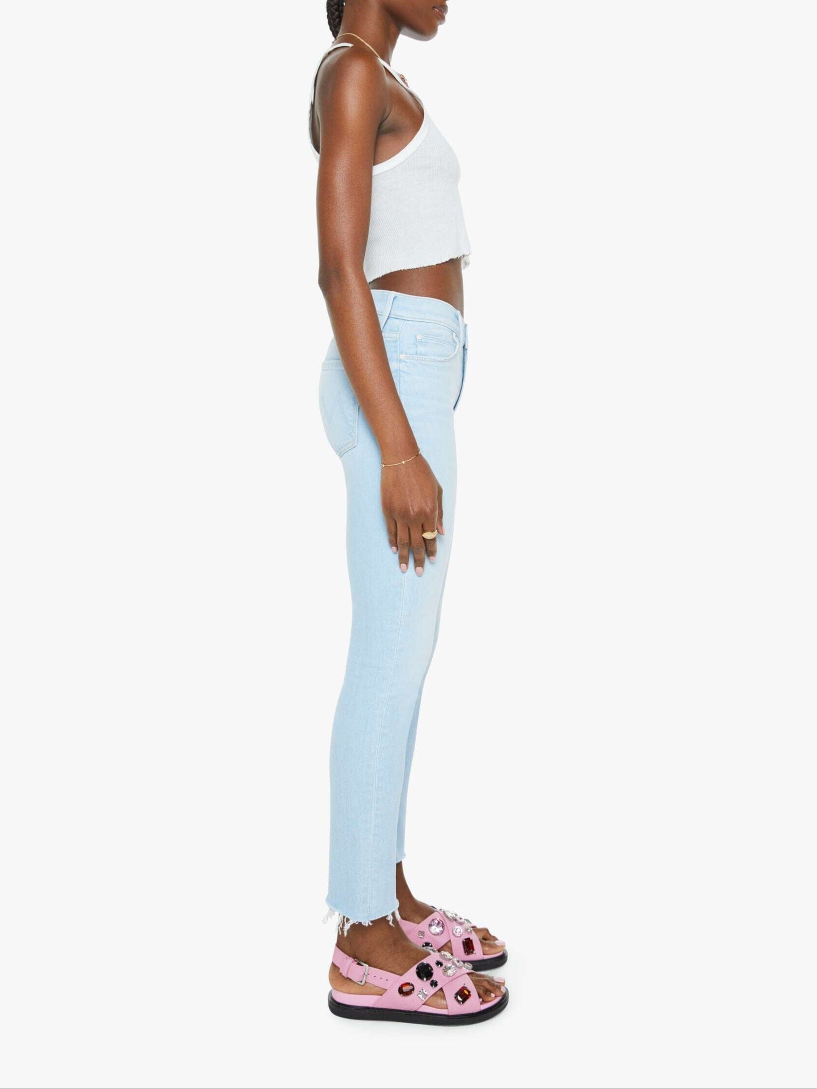 The Mid Rise Dazzler Crop Fray Jeans-Denim-Uniquities
