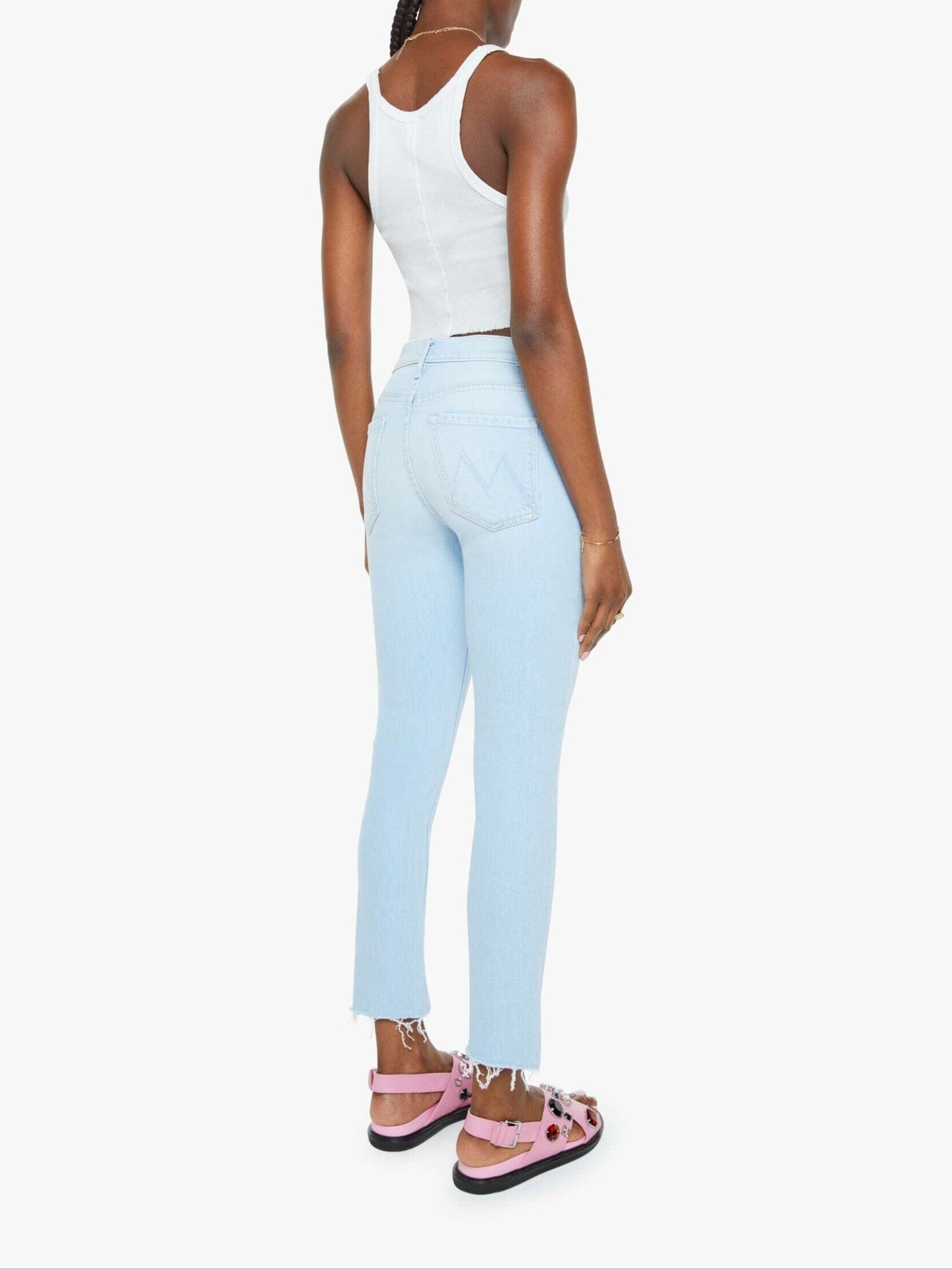 The Mid Rise Dazzler Crop Fray Jeans-Denim-Uniquities