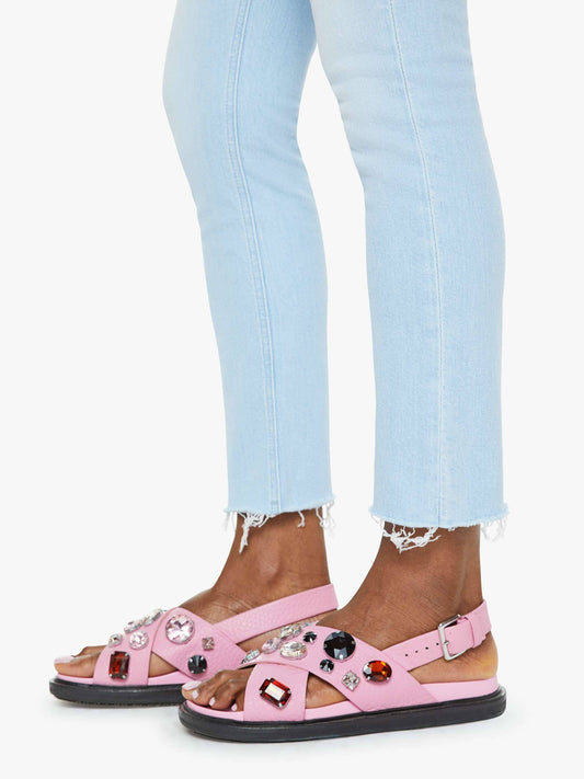 The Mid Rise Dazzler Crop Fray Jeans-Denim-Uniquities