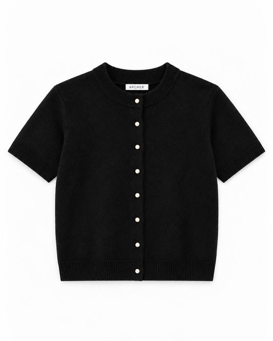 Ashton Short Sleeve Crew Cardigan-Sweaters-Uniquities