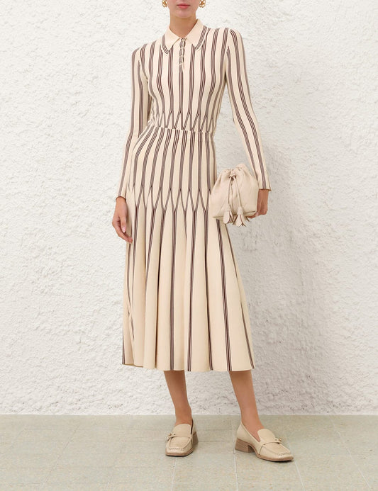 Valiant Striped Midi Skirt-Bottoms-Uniquities