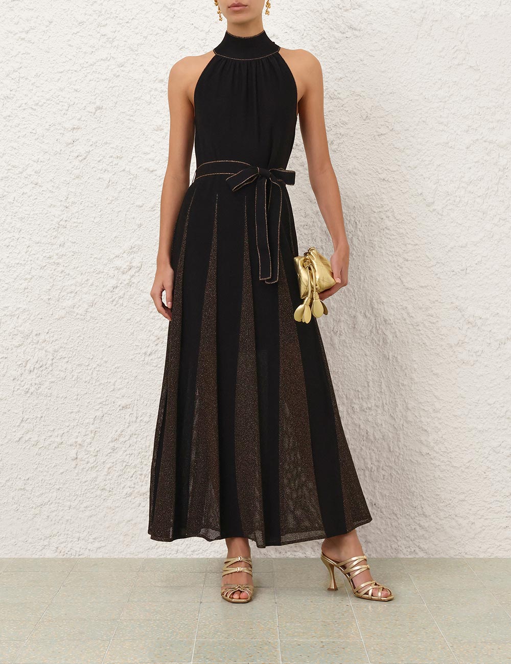 Valiant Metallic Halter Dress