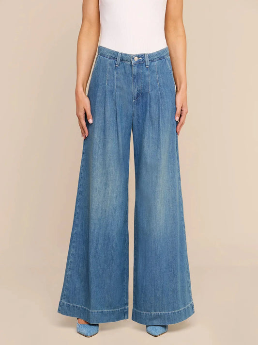 Jayani High RIse Pleated Wide Leg-Denim-Uniquities