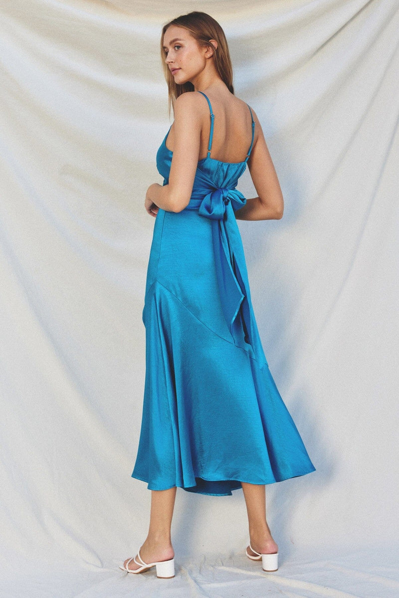 Lilah Satin Midi Dress-Dresses-Uniquities