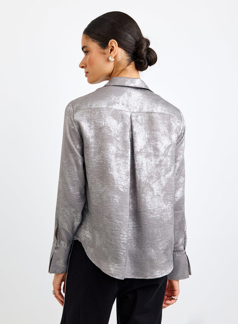 Flowy Wide Collar Button Down-Tops/Blouses-Uniquities