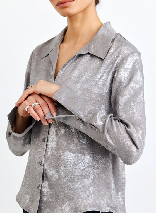 Flowy Wide Collar Button Down-Tops/Blouses-Uniquities