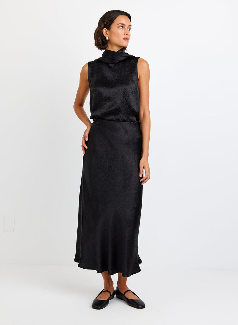 Sleek Bias Maxi Skirt-Bottoms-Uniquities