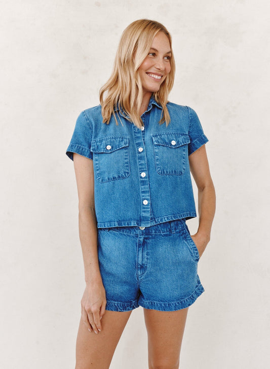 Short Sleeve Flap Pocket Shirt-Tops/Blouses-Uniquities