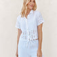 Short Sleeve Embroidered Button Down-Tops/Blouses-Uniquities