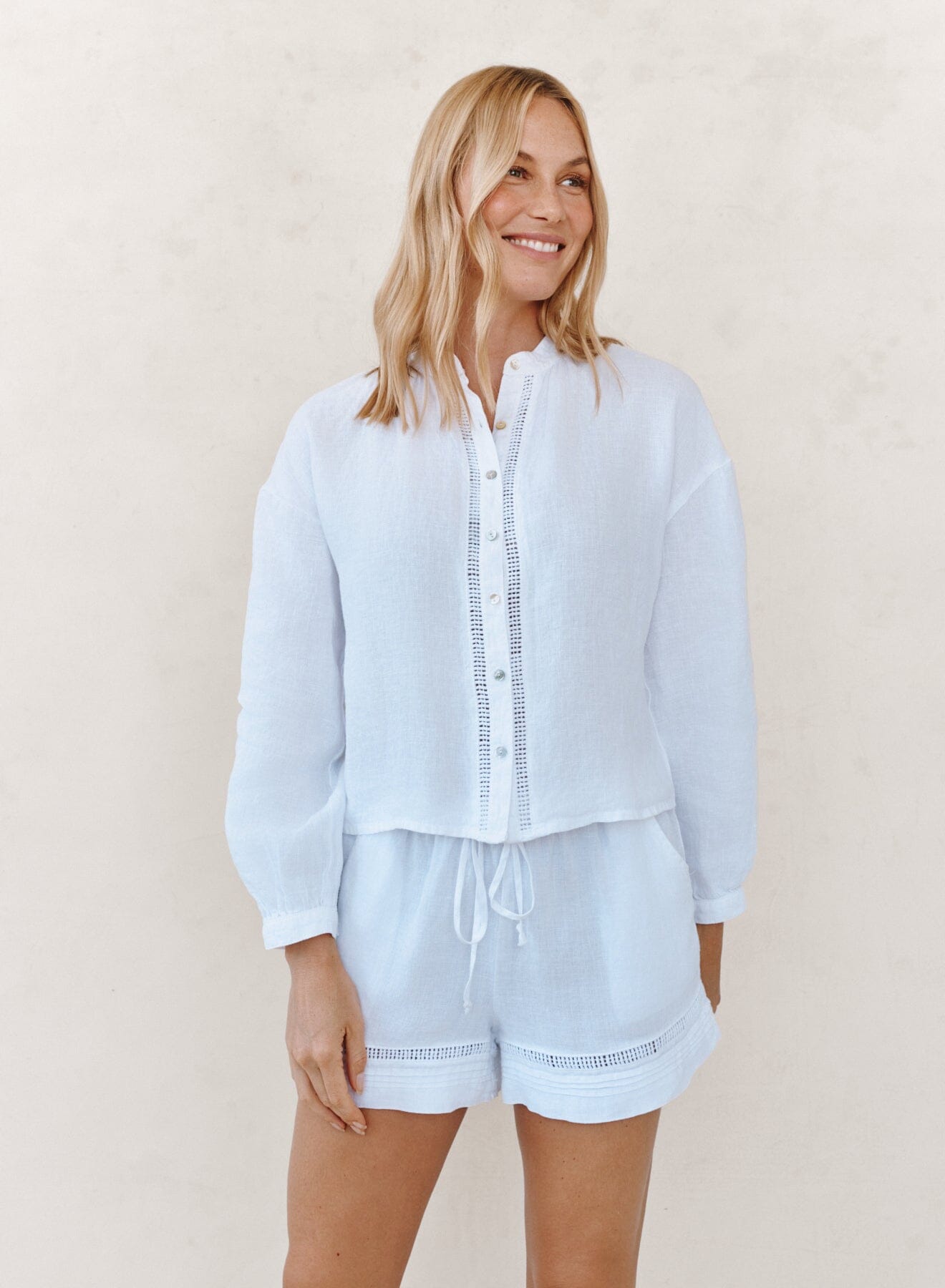 Mandarin Collar Button Down-Tops/Blouses-Uniquities