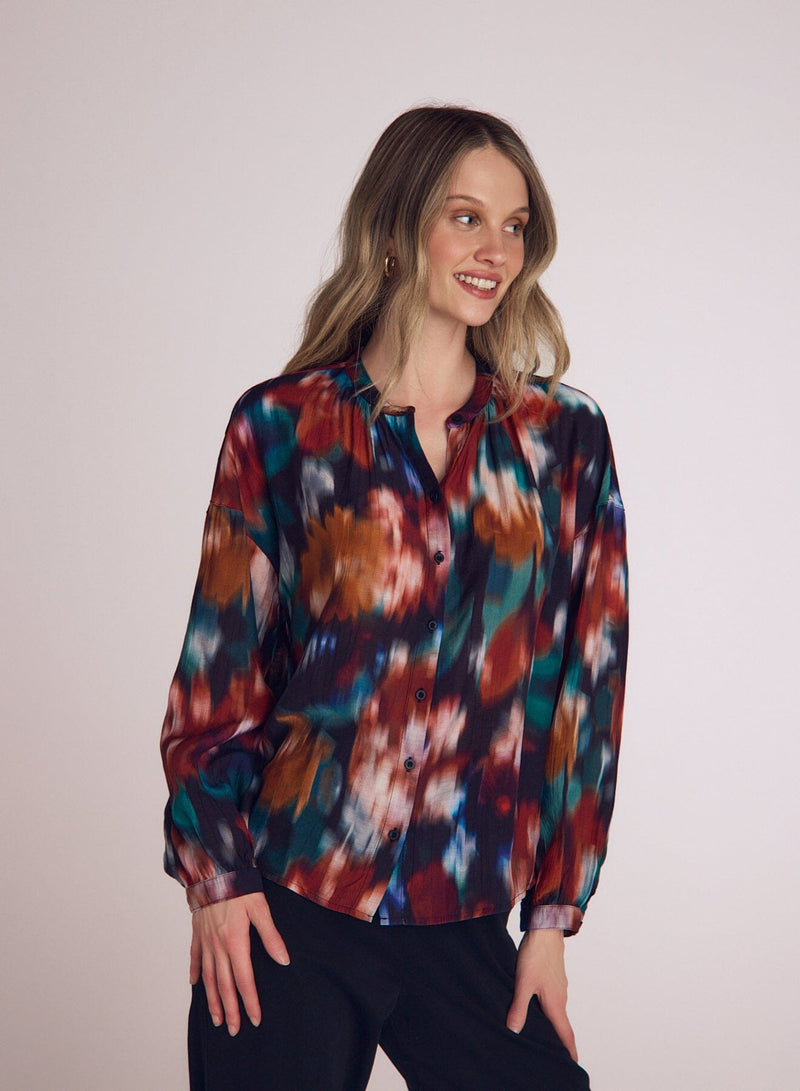 Mandarin Collar Button Down-Tops/Blouses-Uniquities