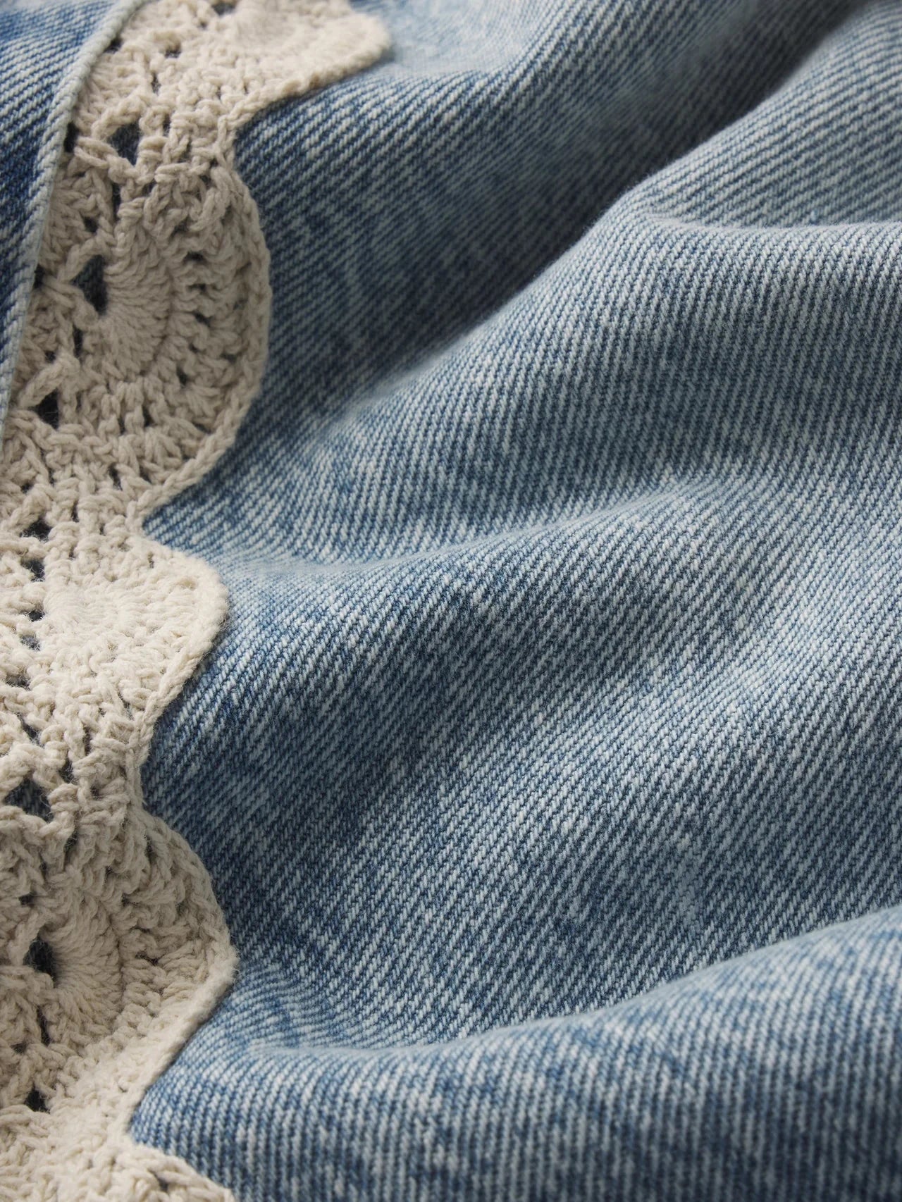 Crochet Bow Crop-Denim-Uniquities