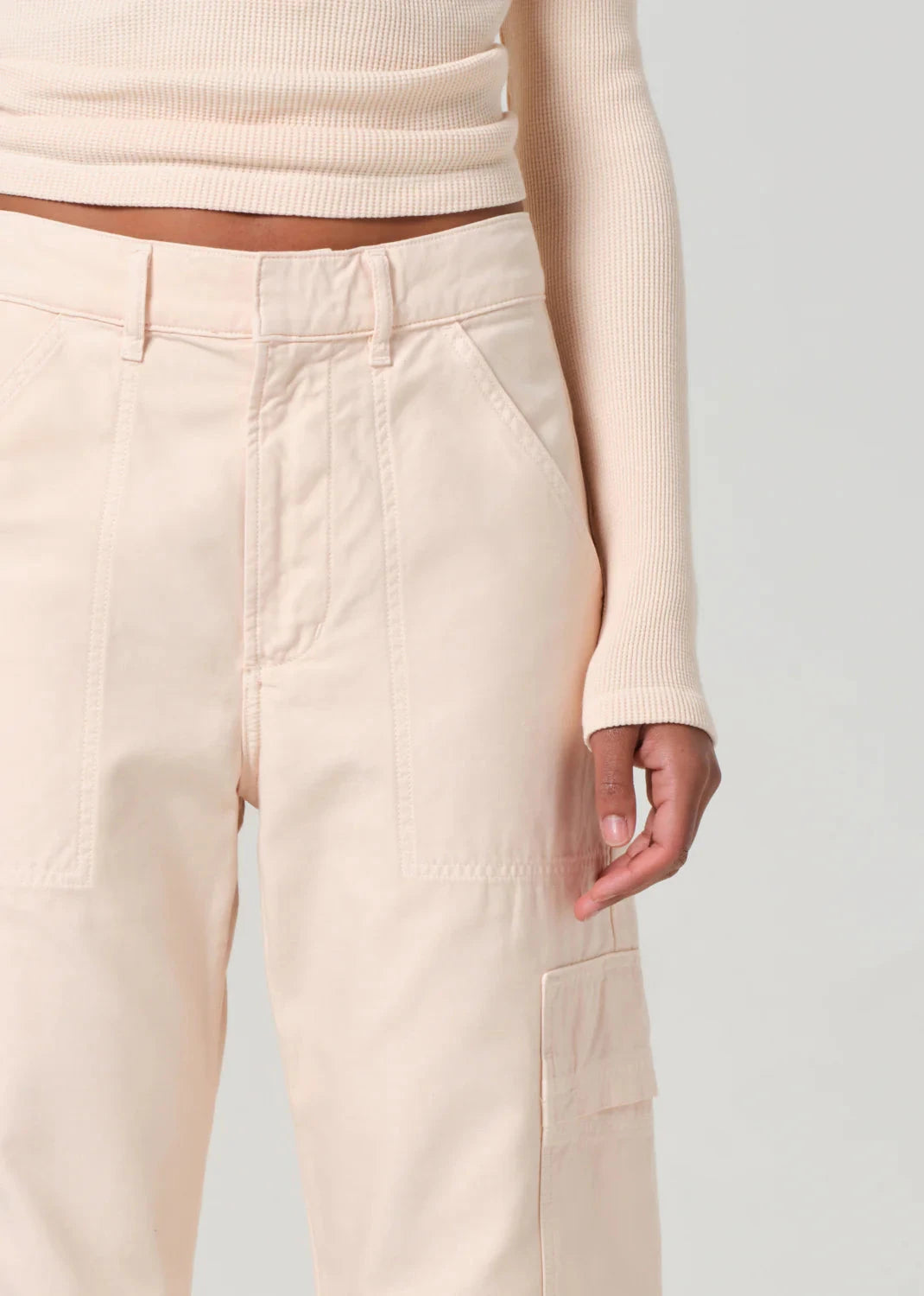 Marcelle Low Slung Cargo Pants-Denim-Uniquities
