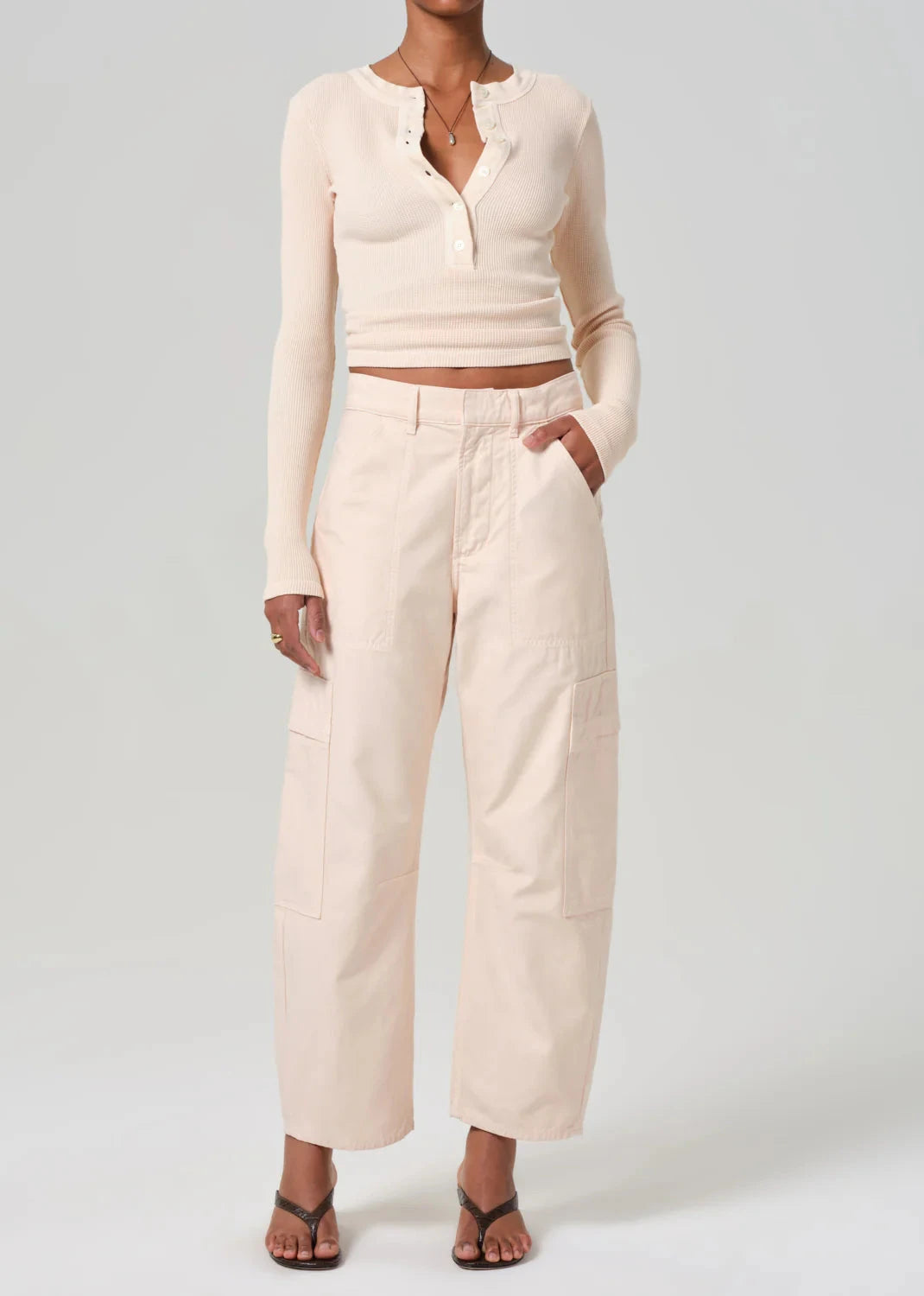 Marcelle Low Slung Cargo Pants-Denim-Uniquities