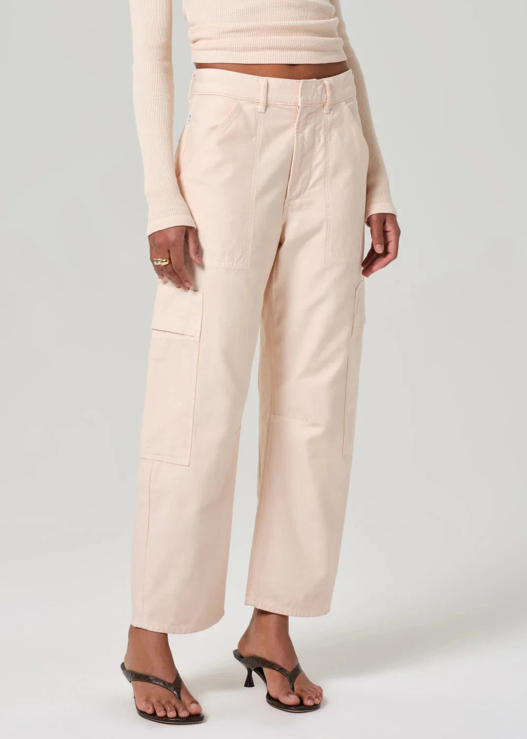 Marcelle Low Slung Cargo Pants-Denim-Uniquities