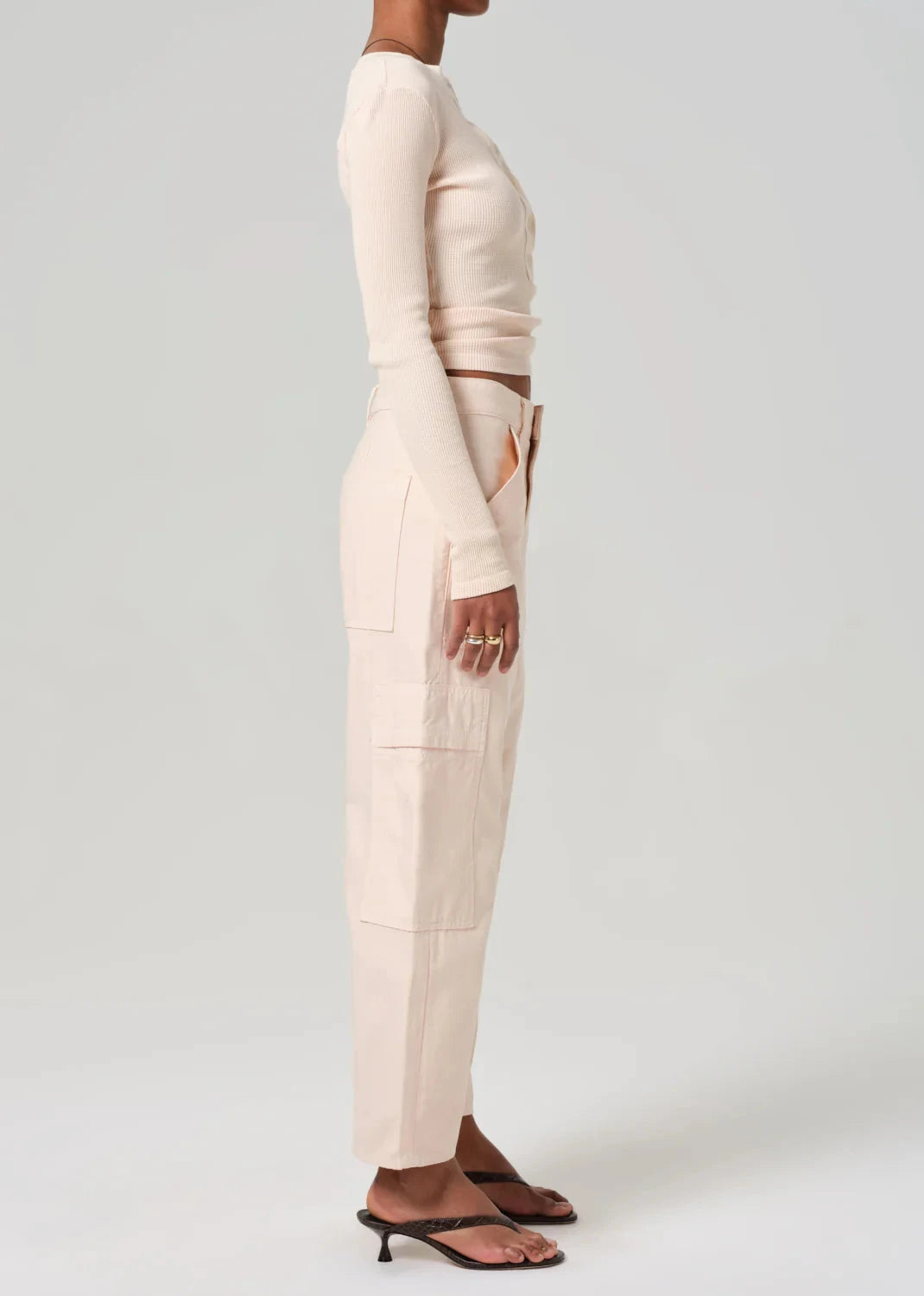 Marcelle Low Slung Cargo Pants-Denim-Uniquities