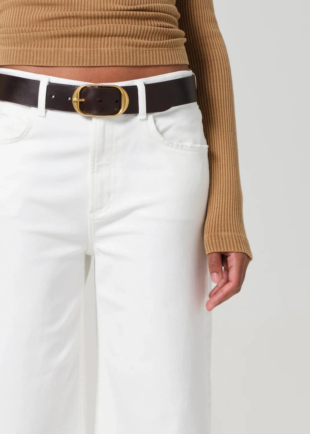 Lyra Wide Leg Crop Jeans in Soft White-Denim-Uniquities